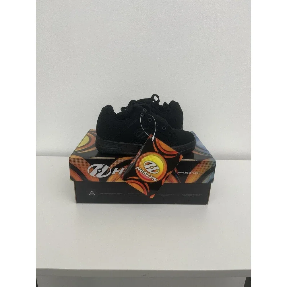 Heelys Split Wheeled Sneakers #770283H Size 2 Youth ROLLER SKATE SHOES Black